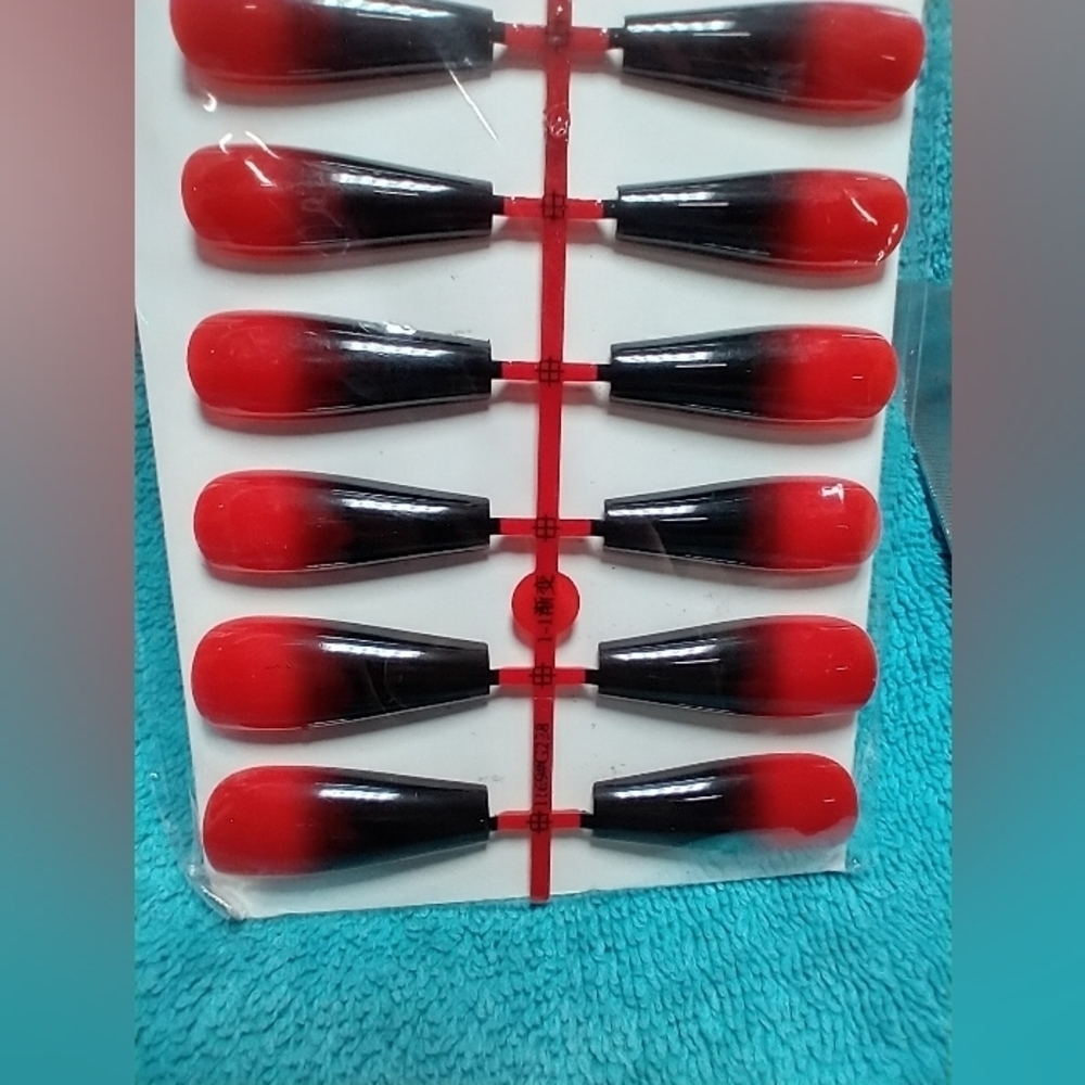 Red and Black Ombre Nail Tips press on nails